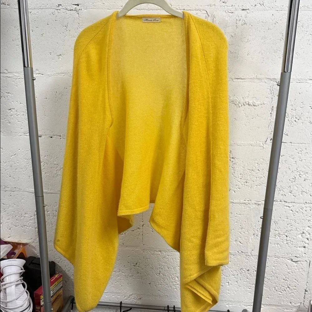 Minnie Rose Vibrant Yellow Women's CASHMERE Open Sweater LIKE NEW